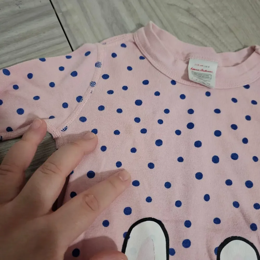 Hanna Andersson Pajama Set Pink Blue Dotted White Bunny Rabbit Easter Spring